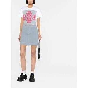 NEW BARRIE cashmere cotton denim mini skirt in vintage